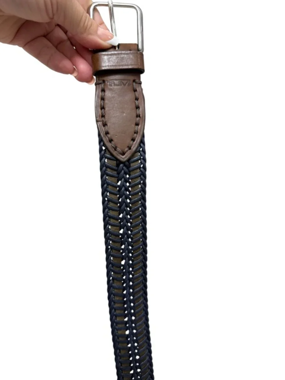 TUMI Leather Cord Woven Braided Men's Belt Size 38/95 Discontinued Style 15316